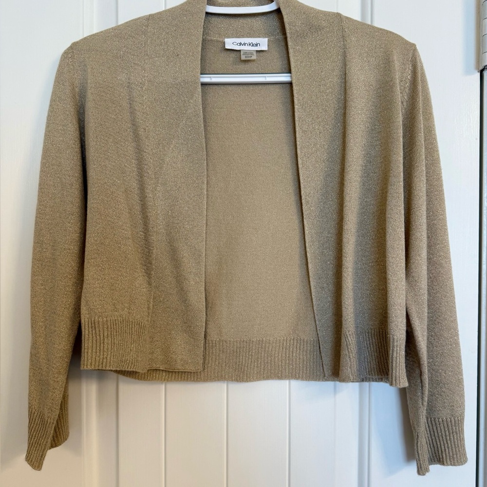 Calvin Klein Metallic Gold Lightweight Sweater Jacket